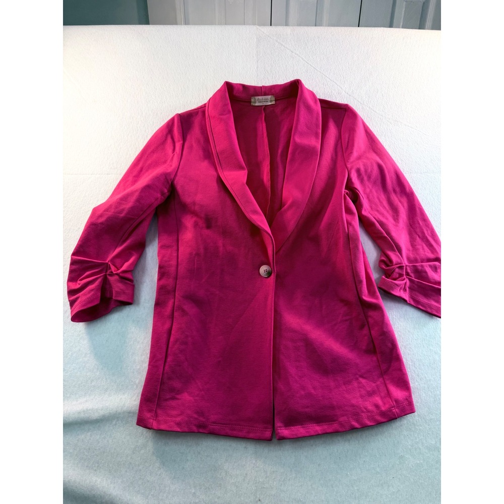 Altard State Womens Magenta Pink Ponte Knit 3/4 Sleeve Shawl Collar Blazer M